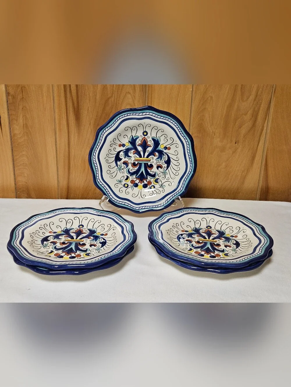Pier 1 Imports Marino Salad Dessert Plates Hand Painted 8.5